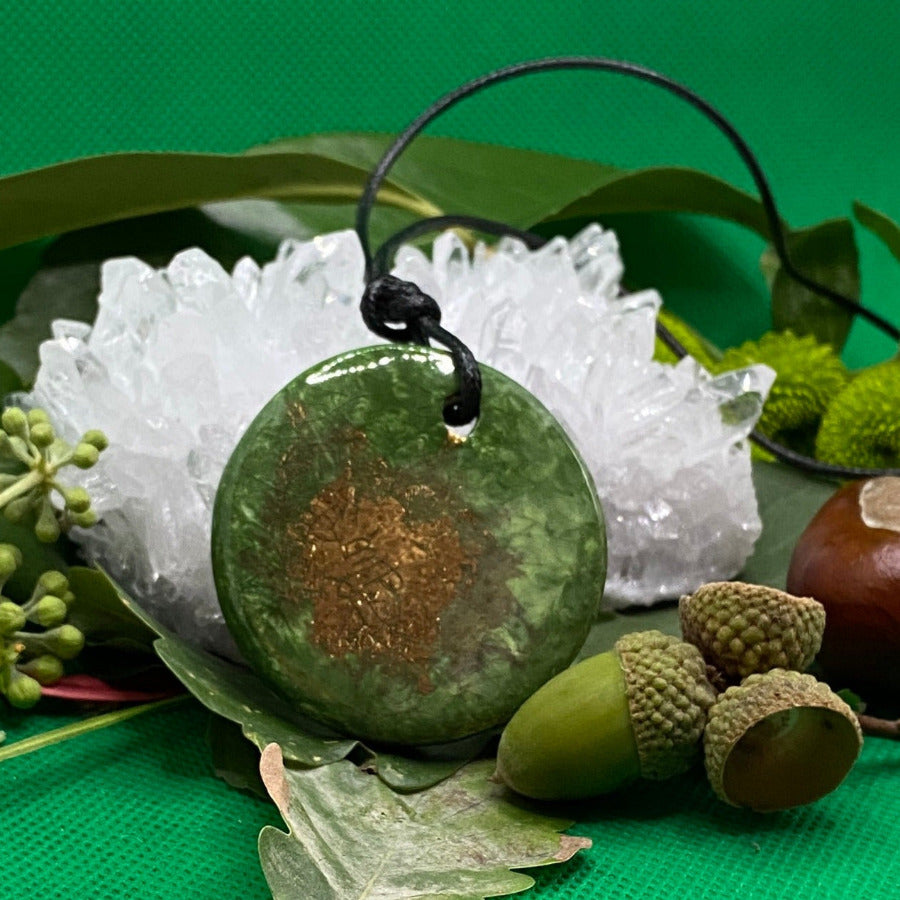 Pendentif Fleur de pavot vert et or en porcelaine NAMO ART - Mona Bessaa