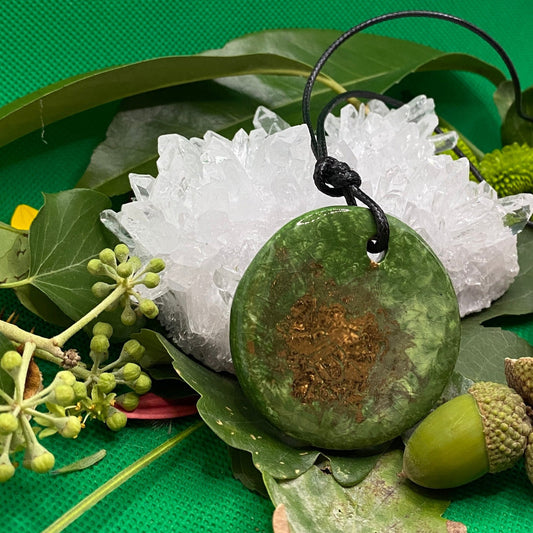 Pendentif Fleur de pavot vert et or en porcelaine NAMO ART - Mona Bessaa